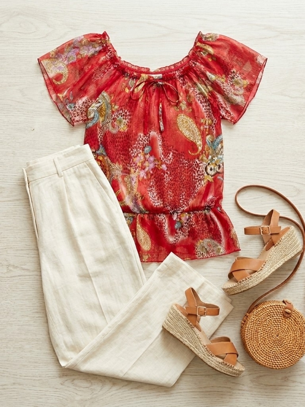 Devoted Luxury Paisley Off-Shoulder Peasant Top